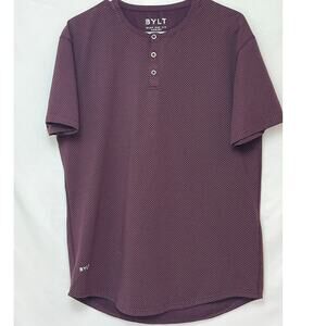 Bylt Men’s L Maroon Gray Drop Cut Henley Shirt Short Sleeve Casual Tee Comfort